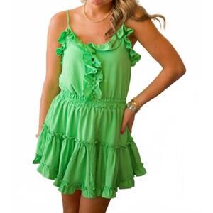 NEW SINCERELY OURS tropicana ruffle mini dress in green
